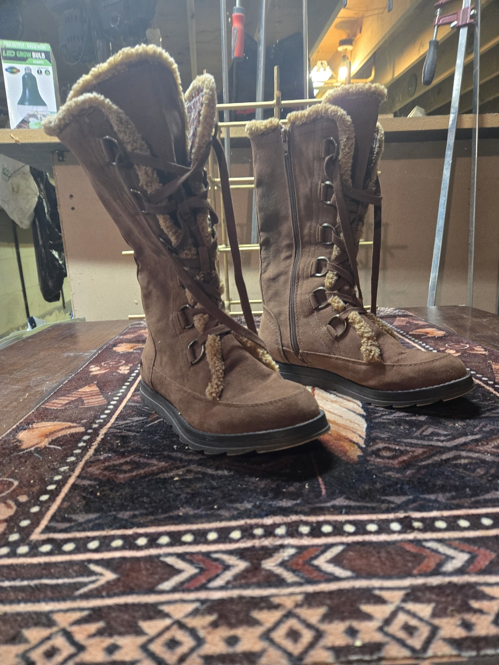 Rocket Dog Brown Lace-Up Shearling Trim Boots